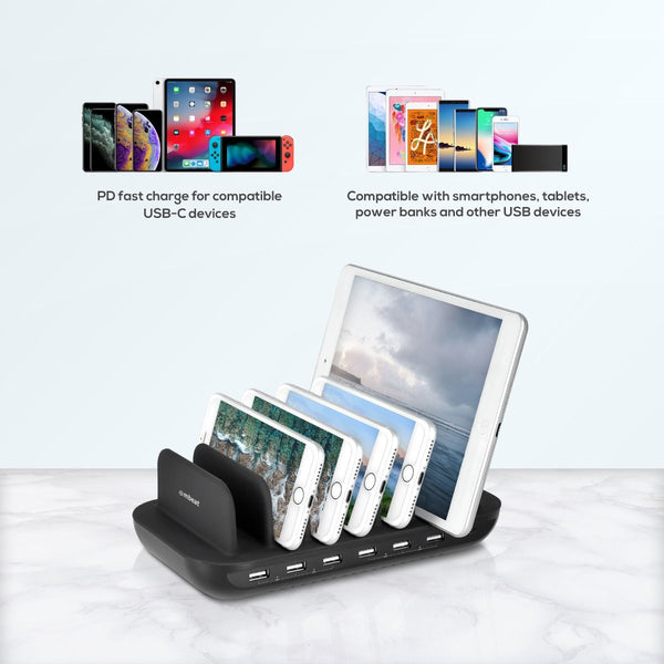 Mbeat Gorilla Power 7 Port 60W Usb + C Charging Station Usb Cables Hubs & Adapters