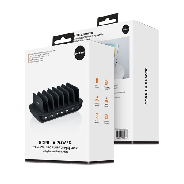 Mbeat Gorilla Power 7 Port 60W Usb + C Charging Station Usb Cables Hubs & Adapters