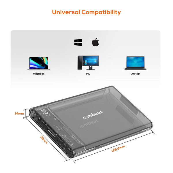 Mbeat A1 See Through Tool Free Usb 3.0 2.5" Sata Hdd Enclosure Black Drive Enclosures & Docks