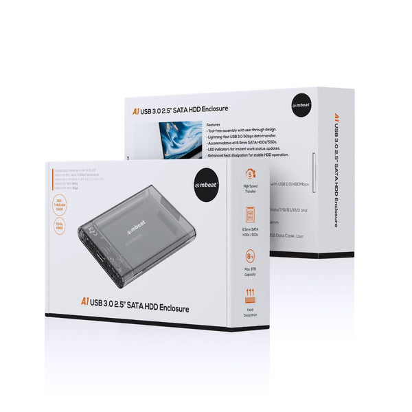 Mbeat A1 See Through Tool Free Usb 3.0 2.5" Sata Hdd Enclosure Black Drive Enclosures & Docks