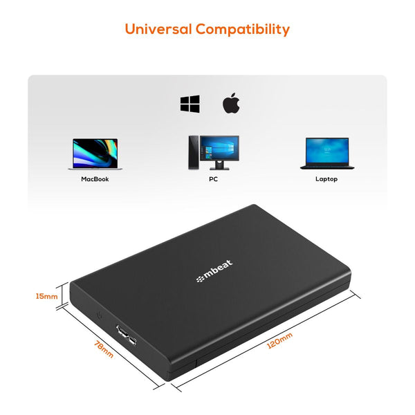 Mbeat A2 Slim Tool Free Usb 3.0 2.5" Sata Hdd Enclosure Black Drive Enclosures & Docks
