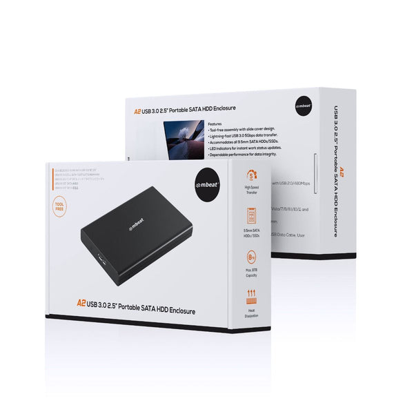 Mbeat A2 Slim Tool Free Usb 3.0 2.5" Sata Hdd Enclosure Black Drive Enclosures & Docks