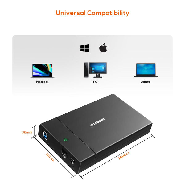 Mbeat C1 Tool Free Usb 3.0 3.5" & 2.5" Sata Hdd Enclosure Black Drive Enclosures & Docks