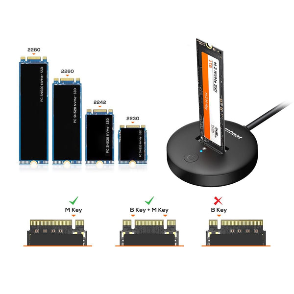 Mbeat H1 Usb 3.2 Gen2 10Gbps M.2 Nvme & Sata Ssd Mini Dock (Black) Drive Enclosures & Docks
