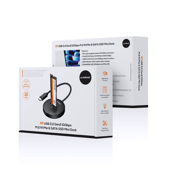 Mbeat H1 Usb 3.2 Gen2 10Gbps M.2 Nvme & Sata Ssd Mini Dock (Black) Drive Enclosures & Docks