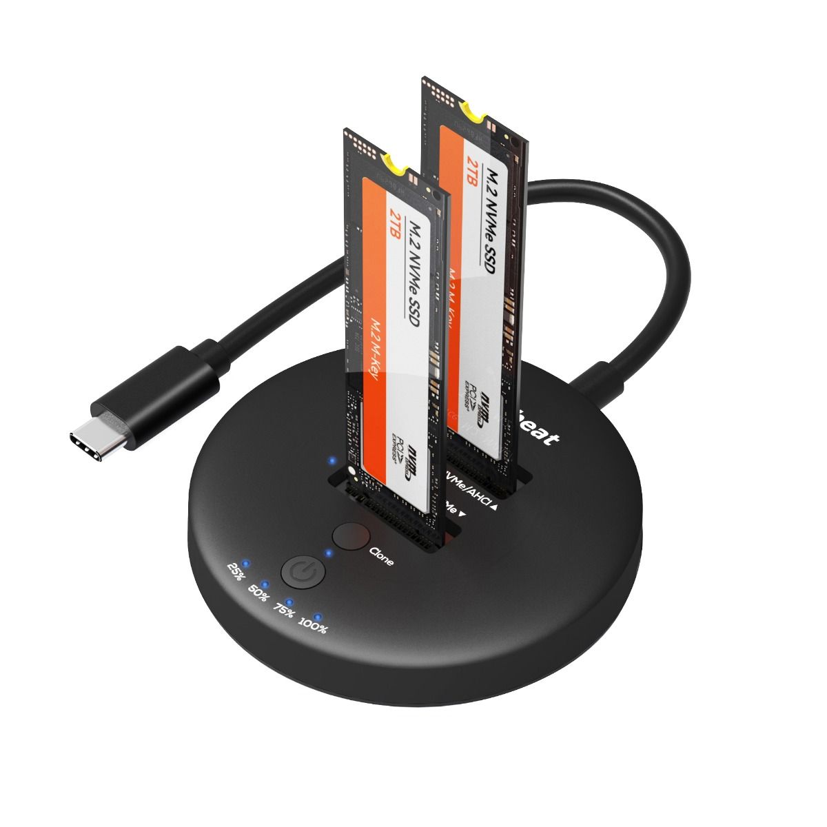 Mbeat H3 Usb 3.2 Gen2x2 20Gbps Dual M.2 Nvme Ssd Dock With Clone Duplicator (Black) Drive Enclosures & Docks