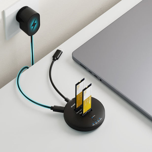 Mbeat H3 Usb 3.2 Gen2x2 20Gbps Dual M.2 Nvme Ssd Dock With Clone Duplicator (Black) Drive Enclosures & Docks