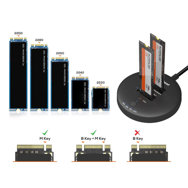 Mbeat H3 Usb 3.2 Gen2x2 20Gbps Dual M.2 Nvme Ssd Dock With Clone Duplicator (Black) Drive Enclosures & Docks