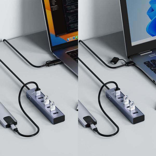 Mbeat 7 Port Usb Hub With Dual Usb A & Usb C Connector Usb Cables Hubs & Adapters