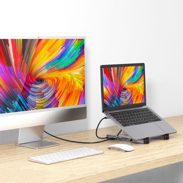 Stands Holders & Car Mounts Mbeat Stage P5 Portable Laptop Stand With Usb C Docking Station Space Grey