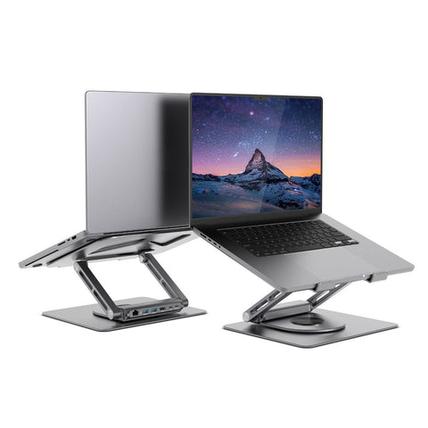 Mbeat Stage S12 Rotating Laptop Stand With Usb C Docking Station Space Grey Stands Holders & Car Mounts