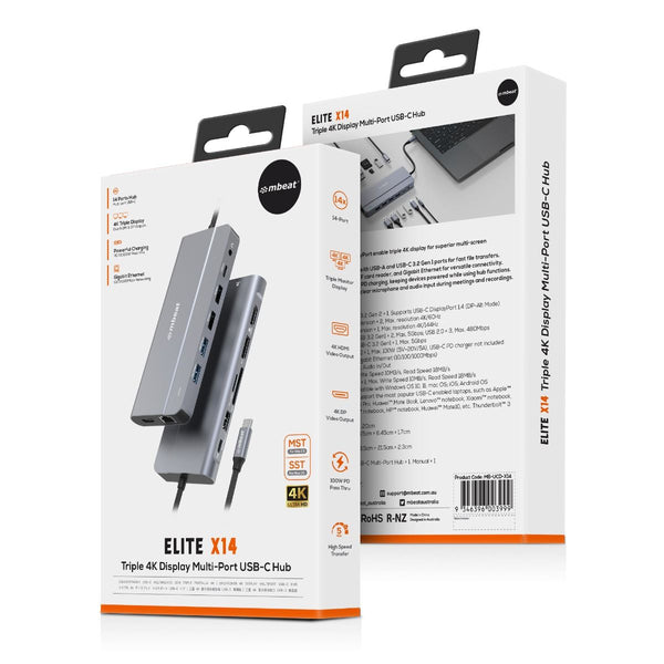 Mbeat Elite X14 Triple 4K Display Usb C Hub For Computers And Tablets Usb Cables Hubs & Adapters
