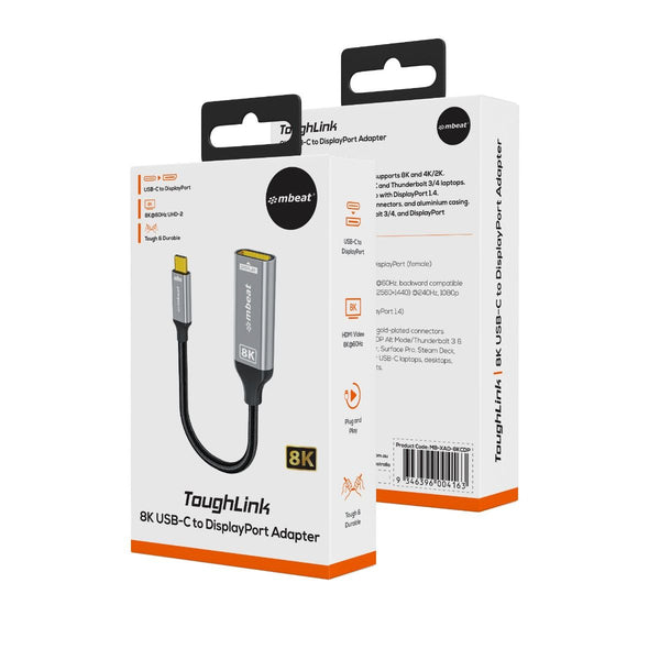 Mbeat Tough Link 8K Usb C Dp Adapter Space Grey Monitor/Av Cables & Adapters