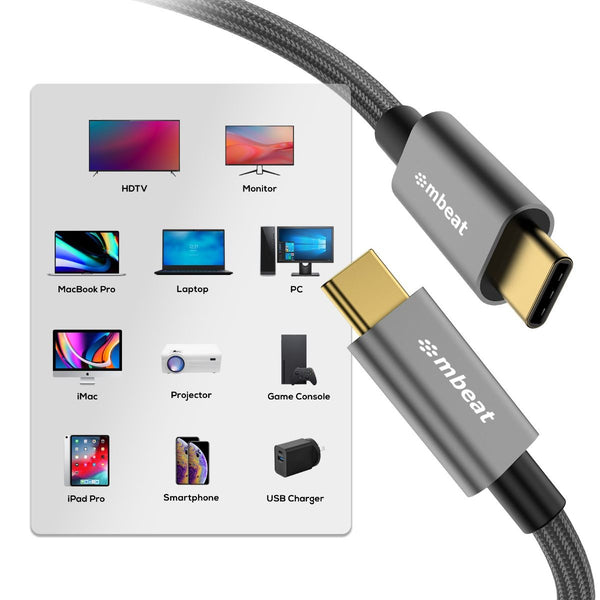 Mbeat Tough Link 1.8M Usb 3.2 Gen2 C Cable Space Grey Monitor/Av Cables & Adapters