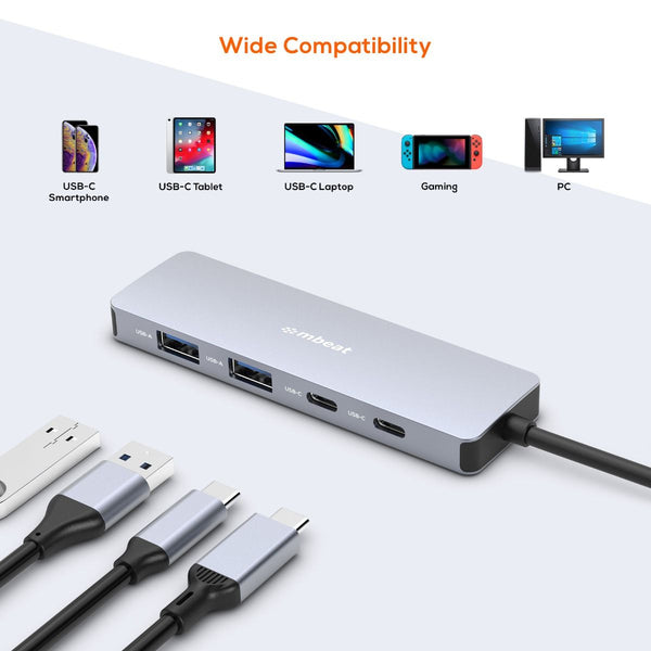 Mbeat Elite 4 Port 10Gbps Usb C Gen 2 Hub (2A+2C) Usb Cables Hubs & Adapters