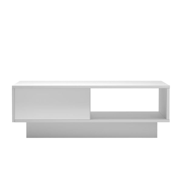 Led High Gloss Top White Coffee Table With Single Drawer Coffee Tables
