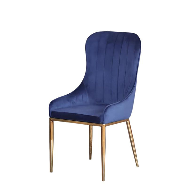 Lailas Creations Vivian Blue Gold Velvet Dining Chair Dining Chairs