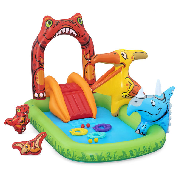 190L Jurassic Splash Water Play Centre, Bright Dinosaur Theme With Slide Inflatable & Kid Pools