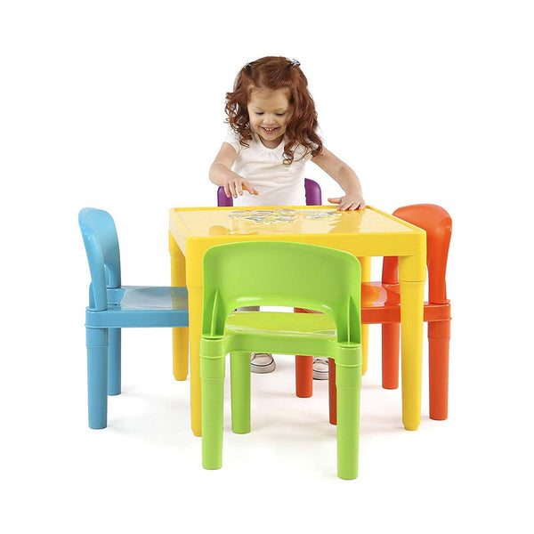 Kids Plastic 5 Piece Table & 4 Chairs Set (Multicoloured) Kids Play Table & Chair Sets