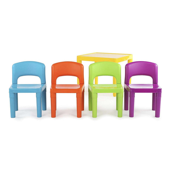 Kids Plastic 5 Piece Table & 4 Chairs Set (Multicoloured) Kids Play Table & Chair Sets