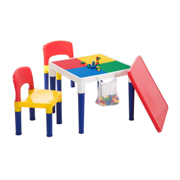 Children's 2 In 1 Building Blocks Table & Chairs Set W/ 100 Kids Play Table & Chair Sets
