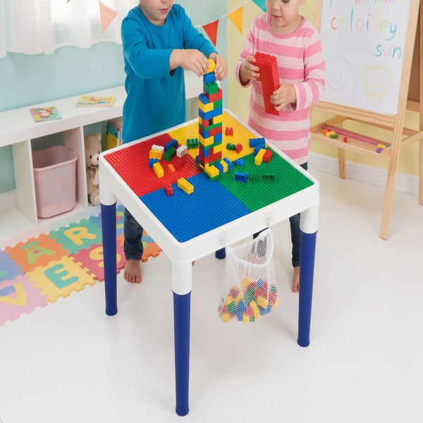 Children's 2 In 1 Building Blocks Table & Chairs Set W/ 100 Kids Play Table & Chair Sets