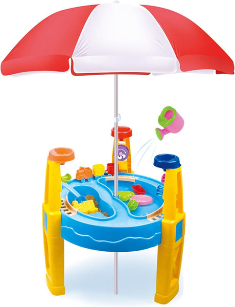 Outdoor Sand And Water Table Toy With Umbrella (28 Pcs Accessories) Sandpit Toys