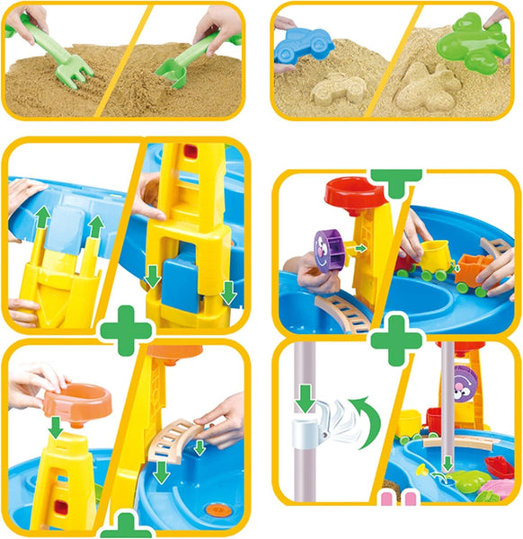 Outdoor Sand And Water Table Toy With Umbrella (28 Pcs Accessories) Sandpit Toys