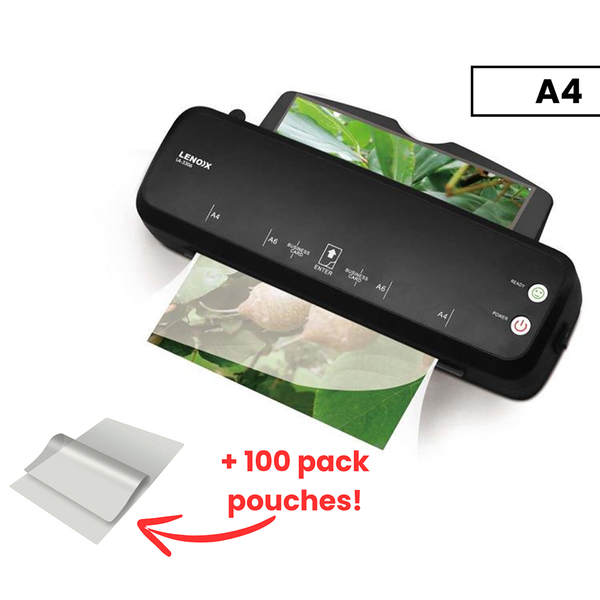 Lenoxx Hot Paper Laminator 300W For 80 100 Microns With A4 Laminating Pouches Laminators