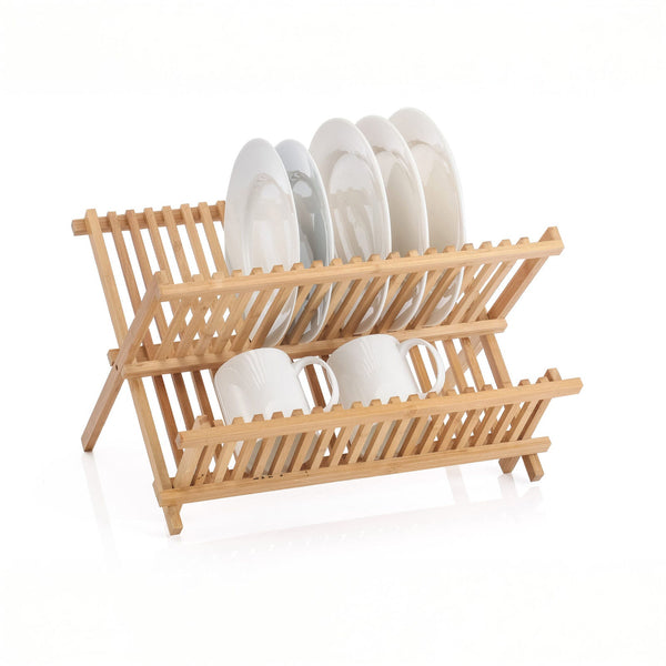 2 Tier Bamboo Dish Rack Racks & Holders