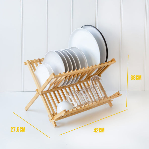 2 Tier Bamboo Dish Rack Racks & Holders