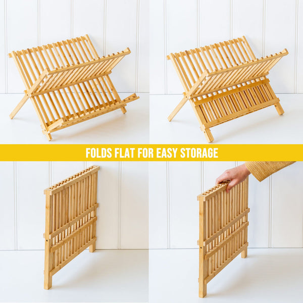 2 Tier Bamboo Dish Rack Racks & Holders