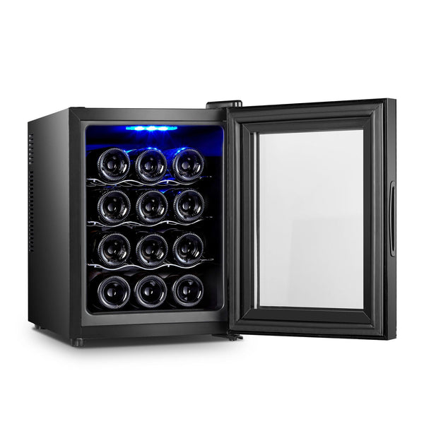 12 Bottle Thermoelectric Wine Fridge 65W Uv Protected Glass Door Soft Led Illumination Wine Fridges
