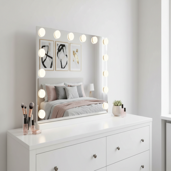 Led Beauty Mirror With 14 Bulbs Colour Settings Usb A And White 50 42Cm Makeup Mirrors