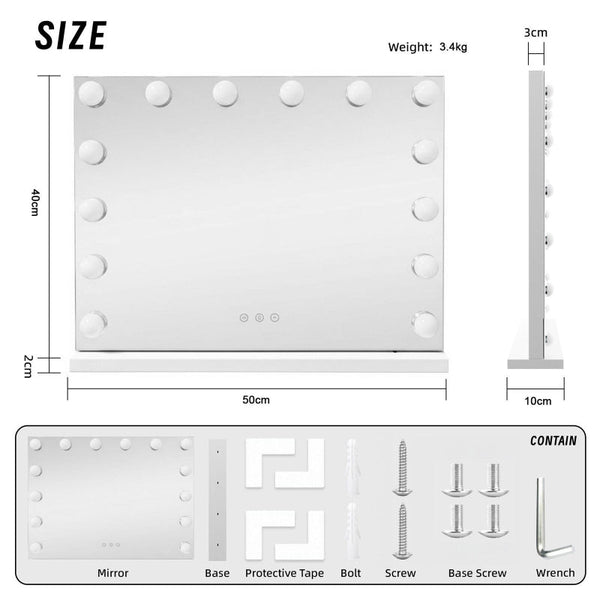 Led Beauty Mirror With 14 Bulbs Colour Settings Usb A And White 50 42Cm Makeup Mirrors