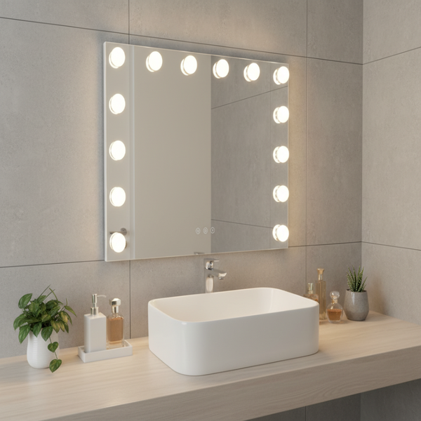 Led Beauty Mirror With 14 Bulbs Colour Settings Usb A And White 50 42Cm Makeup Mirrors