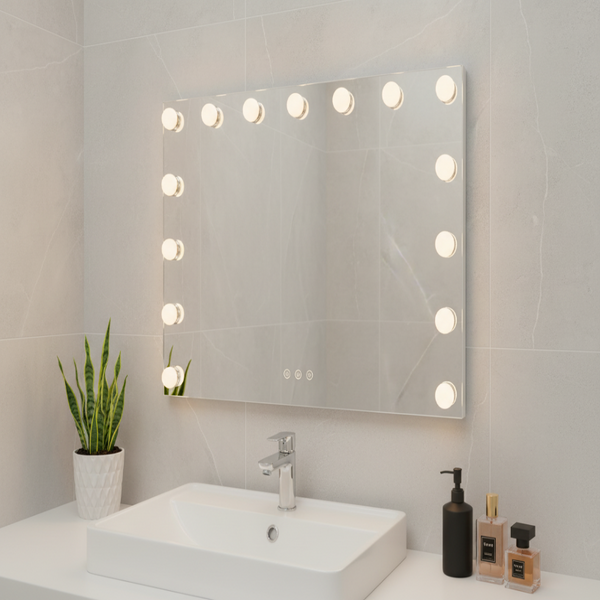 Led Beauty Mirror With 15 Bulbs Colour Settings Usb A And White 58 48Cm Makeup Mirrors