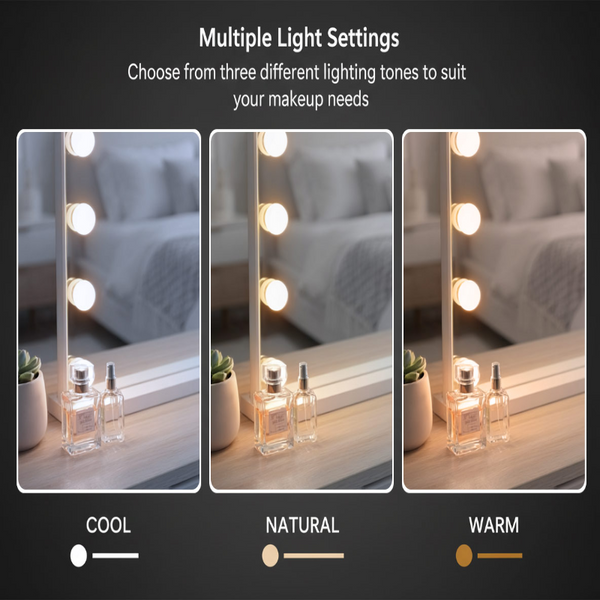 Led Beauty Mirror With 15 Bulbs Colour Settings Usb A And White 58 48Cm Makeup Mirrors