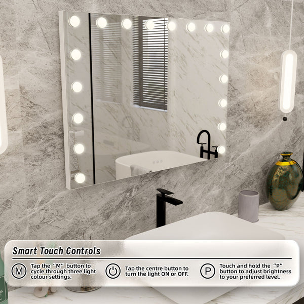 Beauty Mirror With 18 Led Bulbs Colour Settings White Frame And Usb Ports Makeup Mirrors