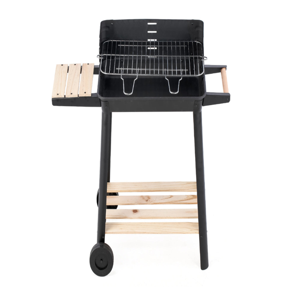 Charcoal Grill Bbq With Manual Rotisserie Stick On Trolley Stand Barbecues Grills & Smokers