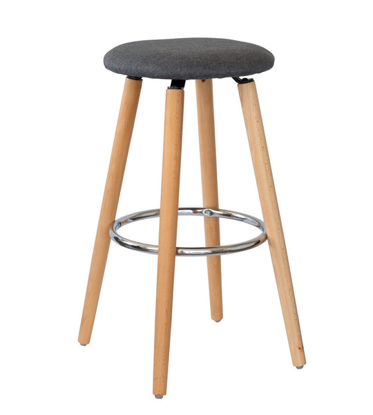 Hacienda 2 Cotton/Steel Modern Padded Barstools (Grey/Wood) Benches Bar Stools