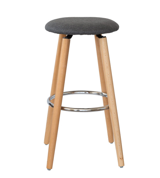 Hacienda 2 Cotton/Steel Modern Padded Barstools (Grey/Wood) Benches Bar Stools