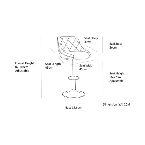 Black Padded Leather Barstools With Adjustable Height 2 Diamond Style Benches Bar Stools