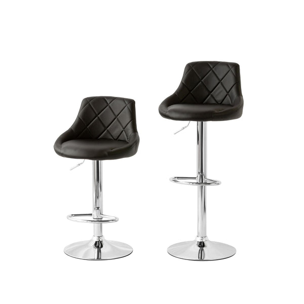 Black Padded Leather Barstools With Adjustable Height 2 Diamond Style Benches Bar Stools