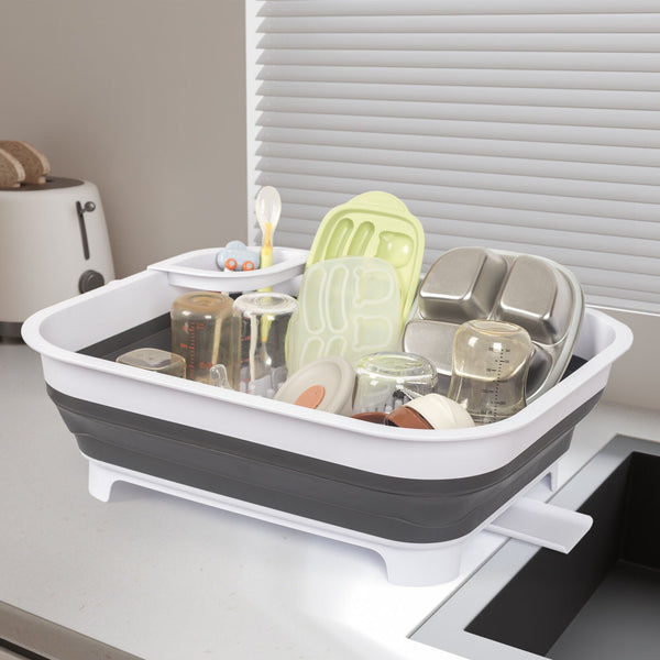 Collapsible Dish Rack With Utensil Section Space Saving Drying For Compact Kitchens & Camping Racks & Holders