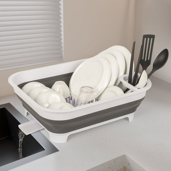 Collapsible Dish Rack With Utensil Section Space Saving Drying For Compact Kitchens & Camping Racks & Holders