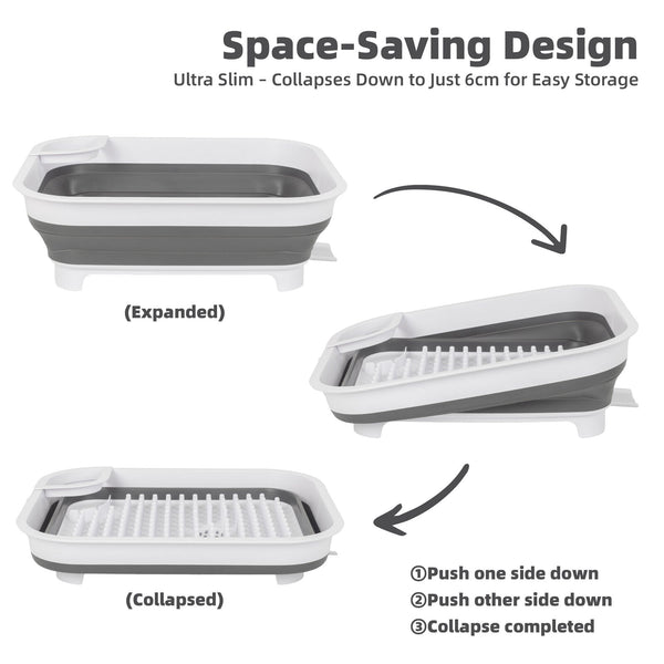 Collapsible Dish Rack With Utensil Section Space Saving Drying For Compact Kitchens & Camping Racks & Holders
