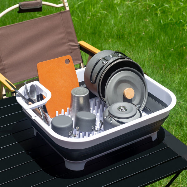 Collapsible Dish Rack With Utensil Section Space Saving Drying For Compact Kitchens & Camping Racks & Holders