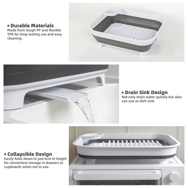 Collapsible Dish Rack With Utensil Section Space Saving Drying For Compact Kitchens & Camping Racks & Holders