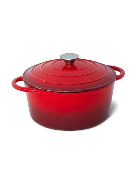 26Cm Enamelled Cast Iron French Oven Casserole (4.7L) Red Casserole Pans